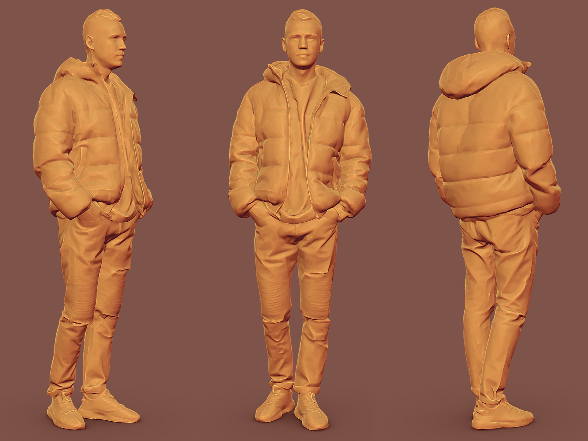 Handsome Guy in Jeans with Torn Knees 3D model_2