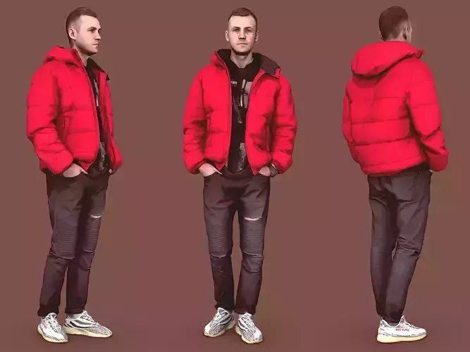 Handsome Guy in Jeans with Torn Knees 3D model