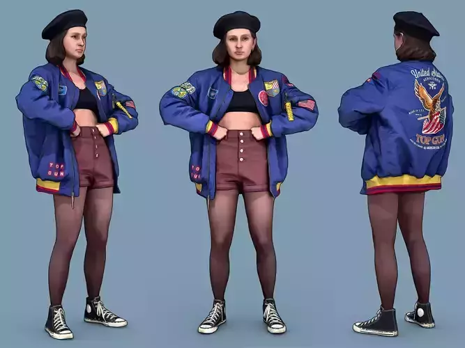 Cheeky Girl in Beret 3D model