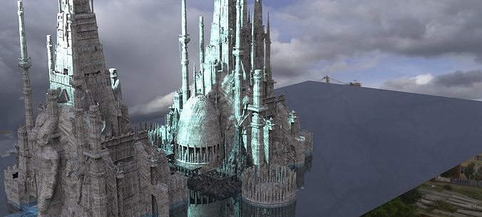 Ancient Alien Future City Tempels City Kit bash 3D model