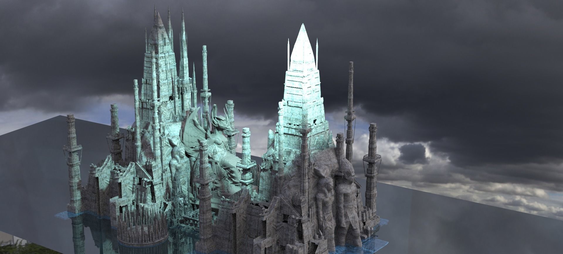 Ancient Scifi Temples  Nile City Kit bash 3D model_1