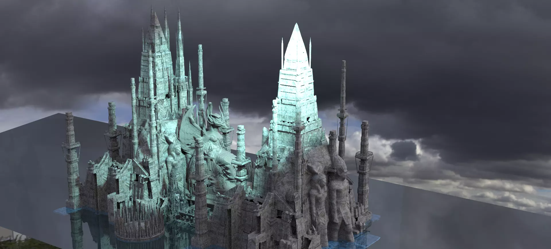 Ancient Scifi Temples  Nile City Kit bash 3D model_0