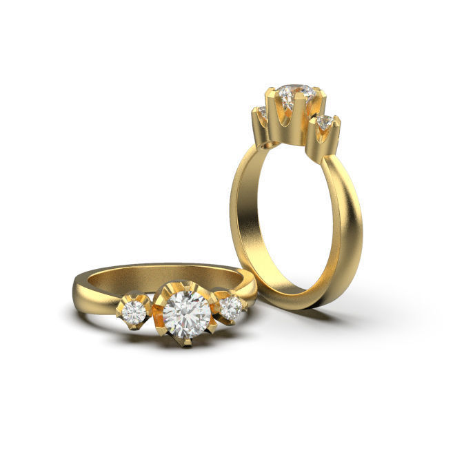 Solitaire rings in 5 styles and 11 sizes 3D print model_8