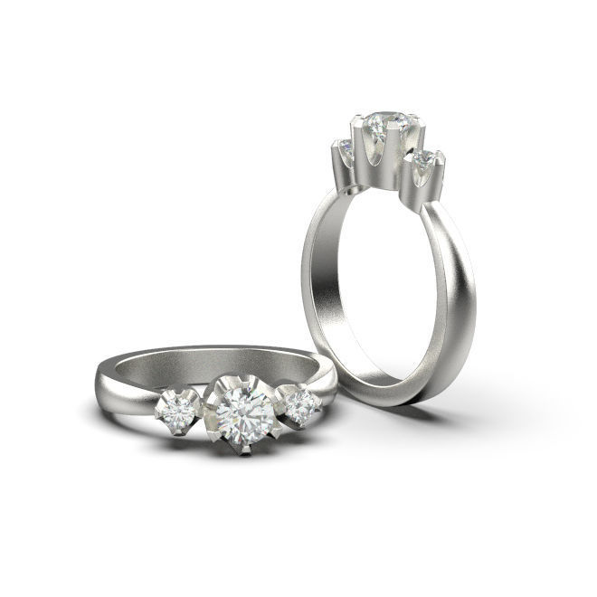 Solitaire rings in 5 styles and 11 sizes 3D print model_16