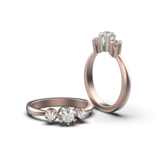 Solitaire rings in 5 styles and 11 sizes 3D print model_31
