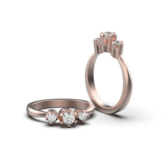 Solitaire rings in 5 styles and 11 sizes 3D print model_28