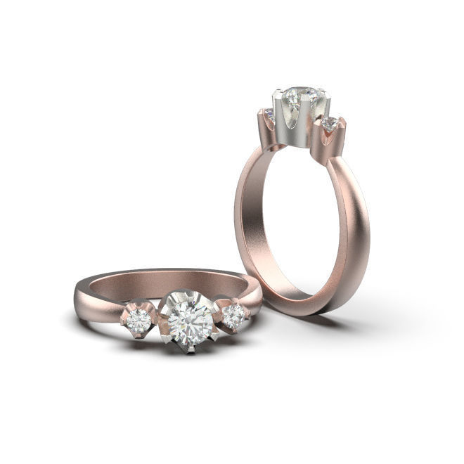 Solitaire rings in 5 styles and 11 sizes 3D print model_17