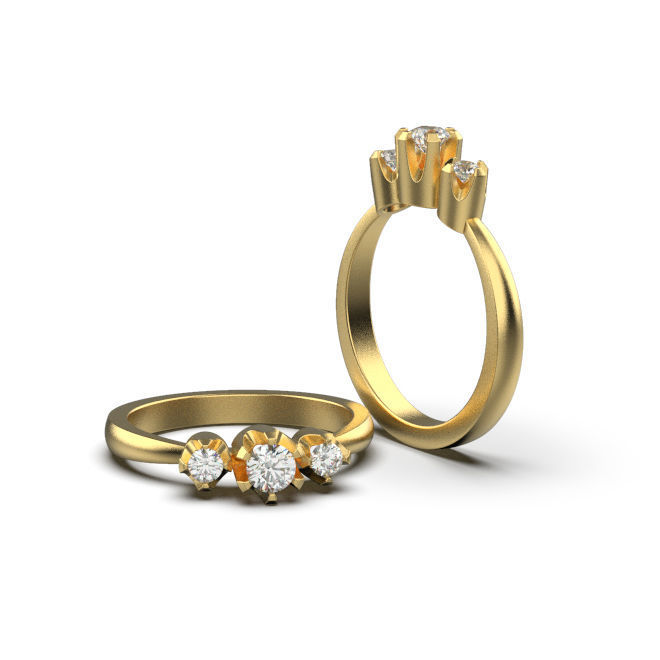 Solitaire rings in 5 styles and 11 sizes 3D print model_29