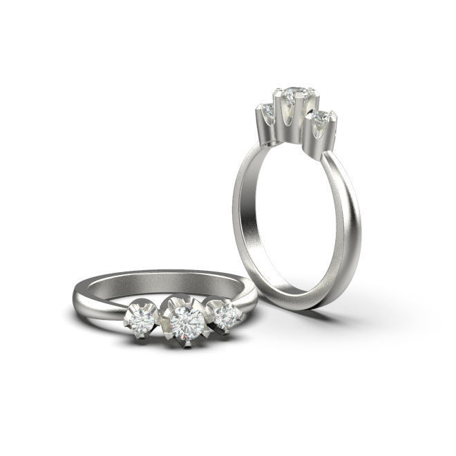 Solitaire rings in 5 styles and 11 sizes 3D print model_30