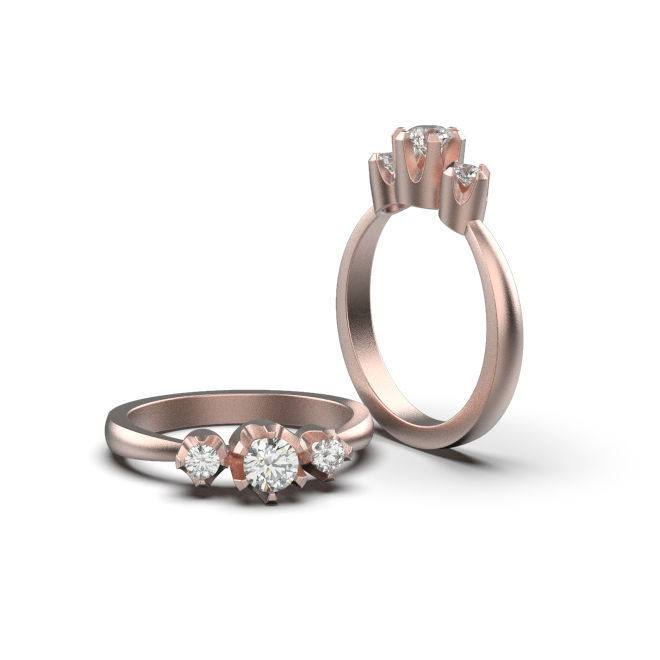 Solitaire rings in 5 styles and 11 sizes 3D print model_21