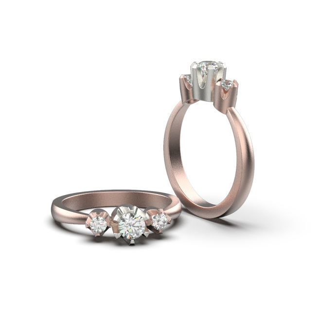 Solitaire rings in 5 styles and 11 sizes 3D print model_24
