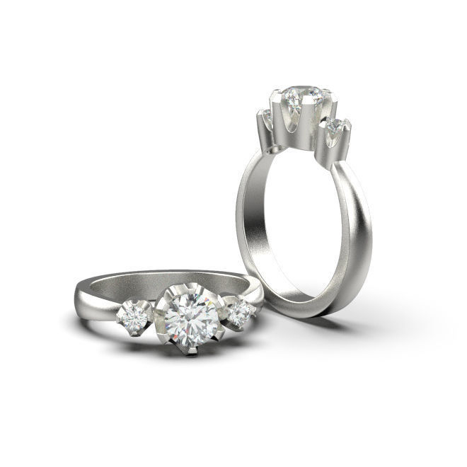 Solitaire rings in 5 styles and 11 sizes 3D print model_2