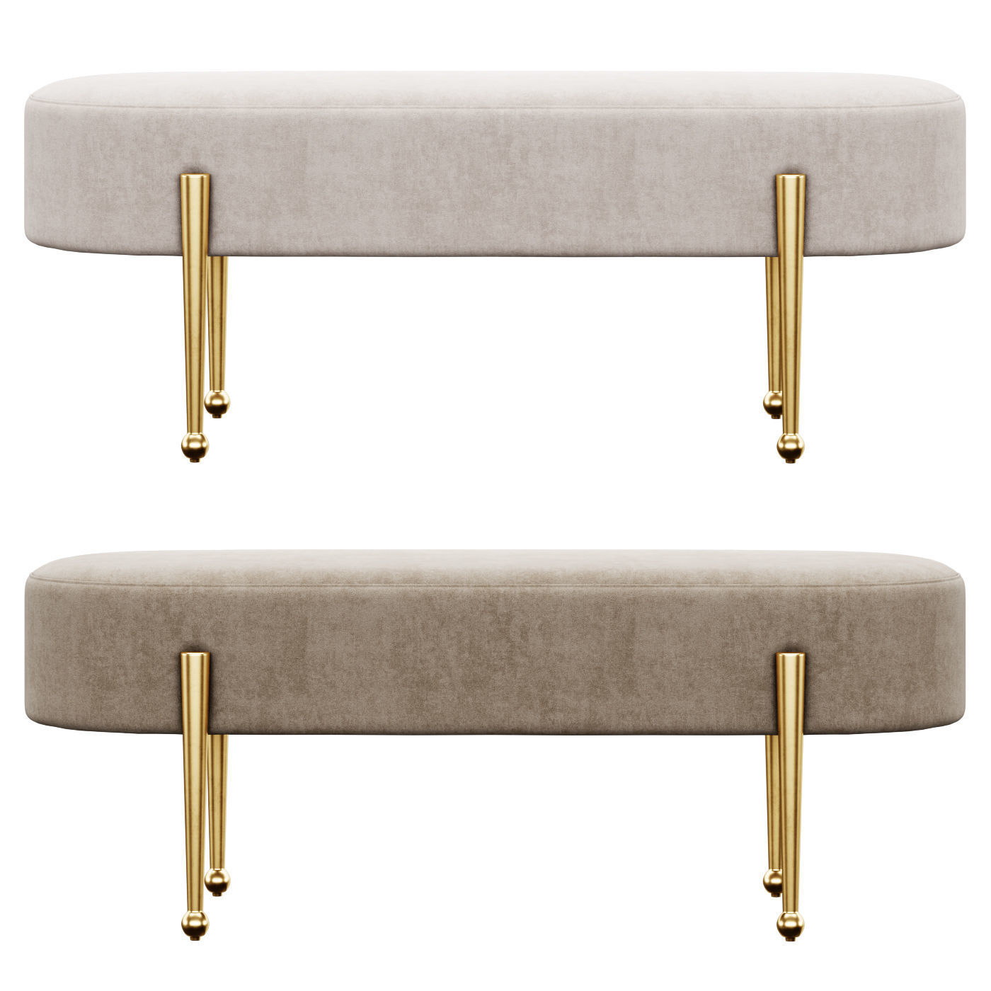 Gia velvet Bench by Meridian Furniture 3D model_5