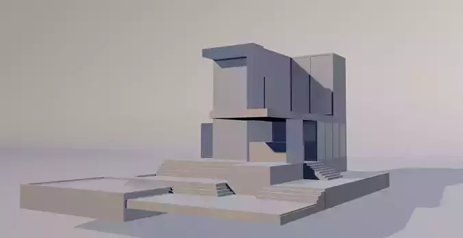 low poly modern building