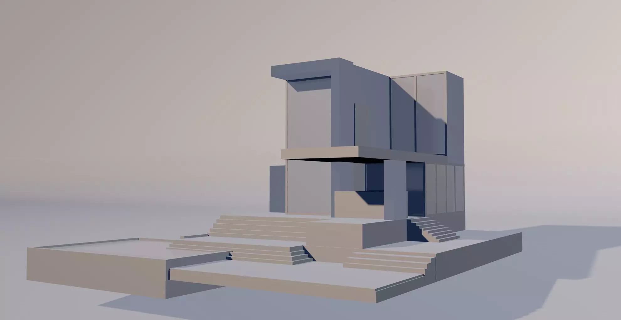 low poly modern building Low-poly 3D model_0