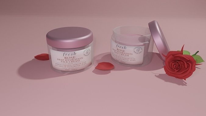 3d mockup two jars of face cream and rose 3D model
