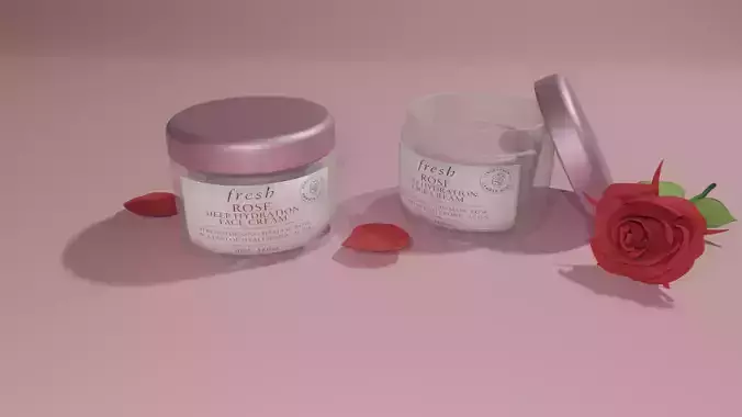 3d mockup two jars of face cream and rose