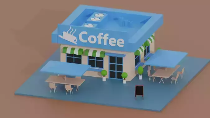 Cartoon Coffee Shop Cafe
