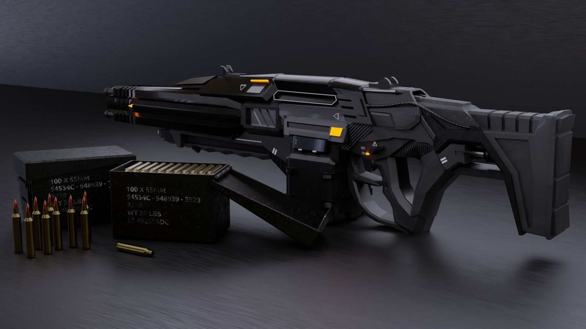 Futuristic Cyberpunk Weapons Pack 3D model_1