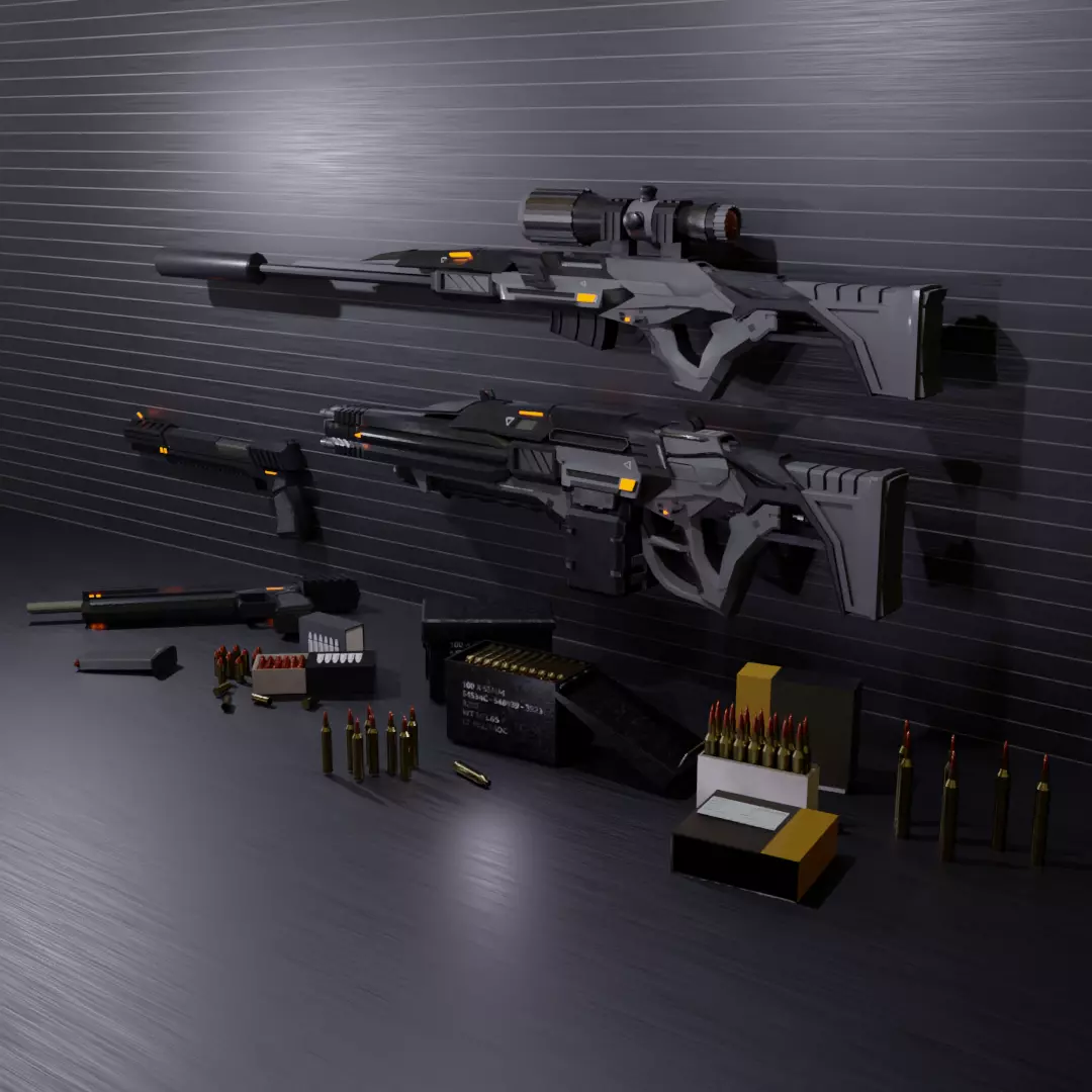 Futuristic Cyberpunk Weapons Pack 3D model_0