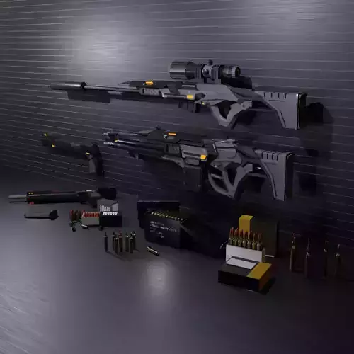 Futuristic Cyberpunk Weapons Pack 3D model