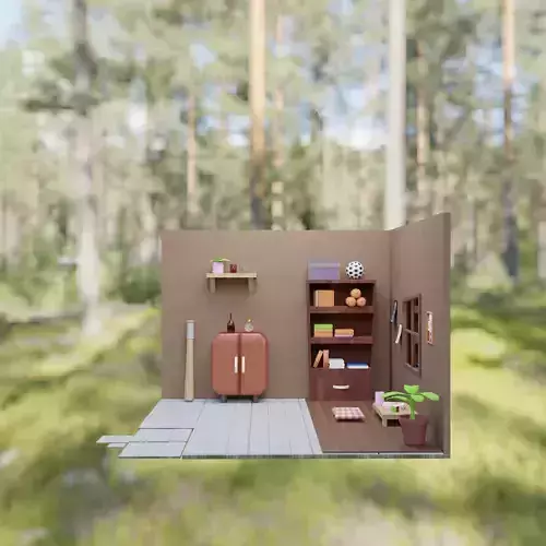 Mobile Game Room Level Design Free low-poly 3D model