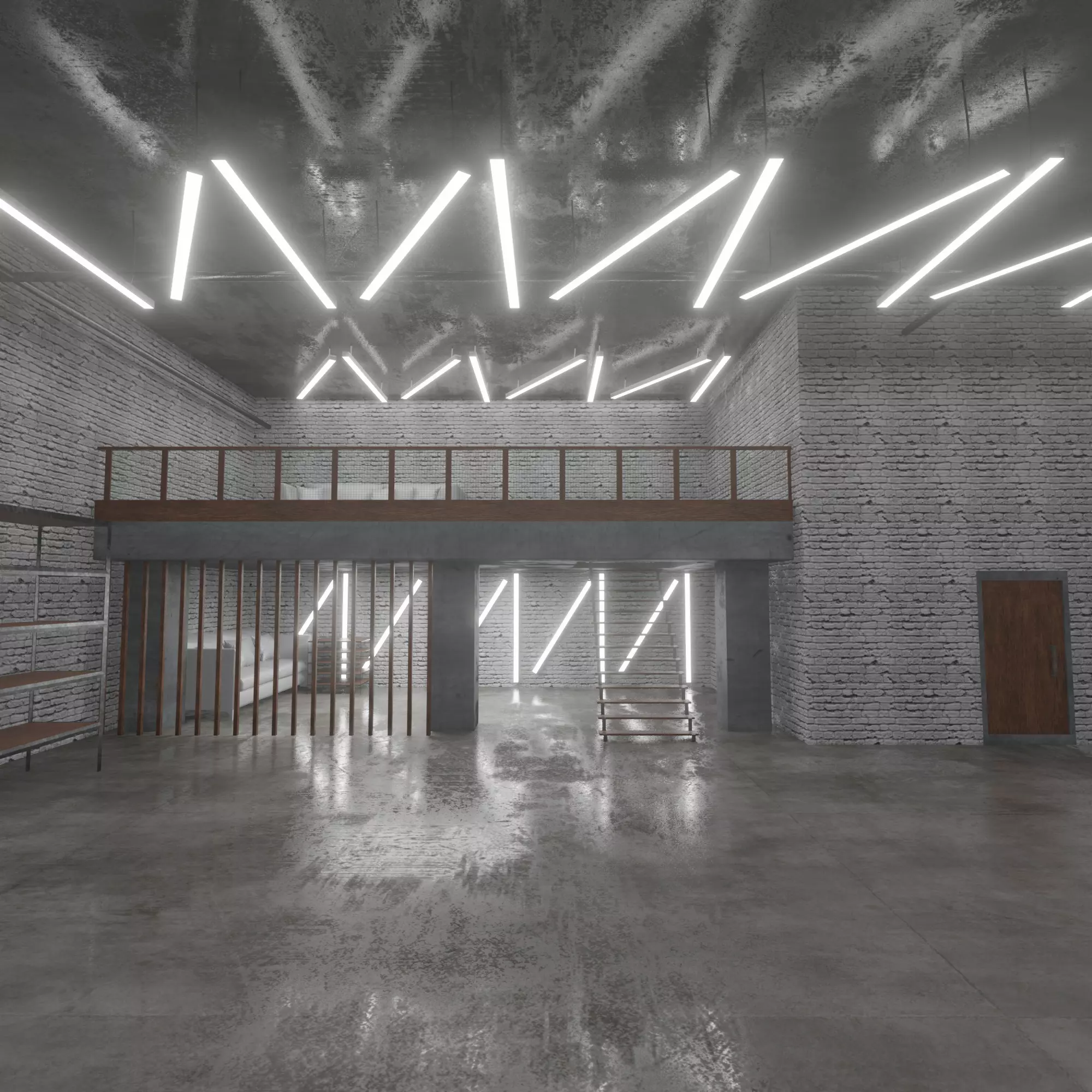 Warehouse loft 3D model_0