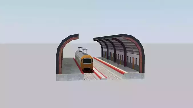 Train Station Free low-poly 3D model
