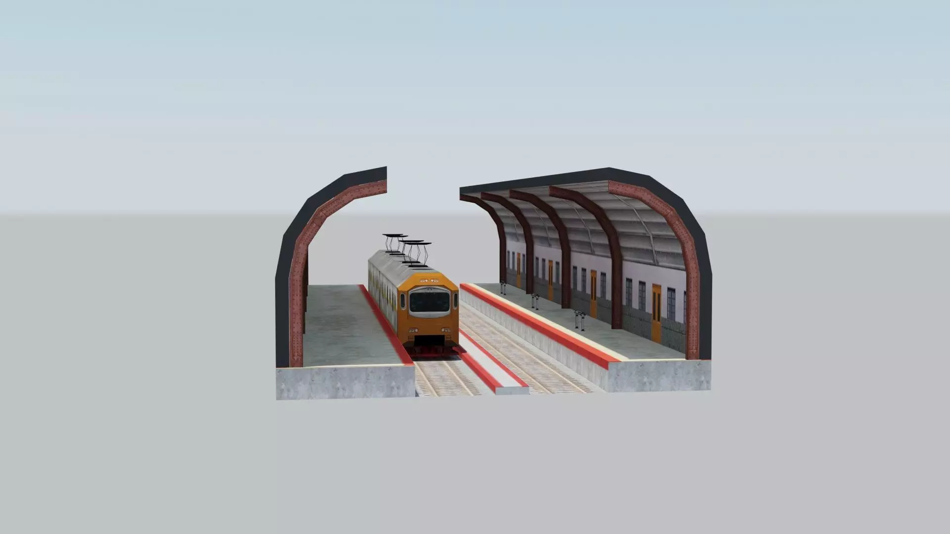 Train Station Free low-poly 3D model