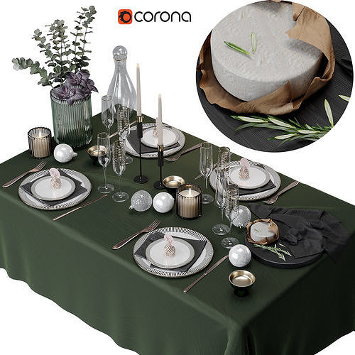 New Year table setting 3D model