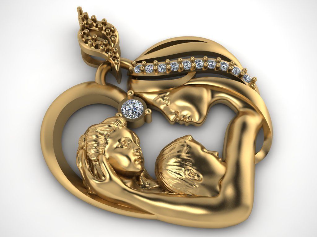 mother pendant 3D print model_3