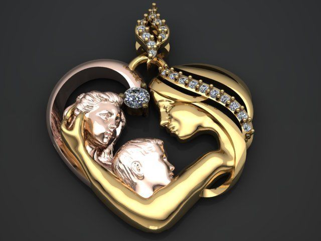 mother pendant 3D print model_13