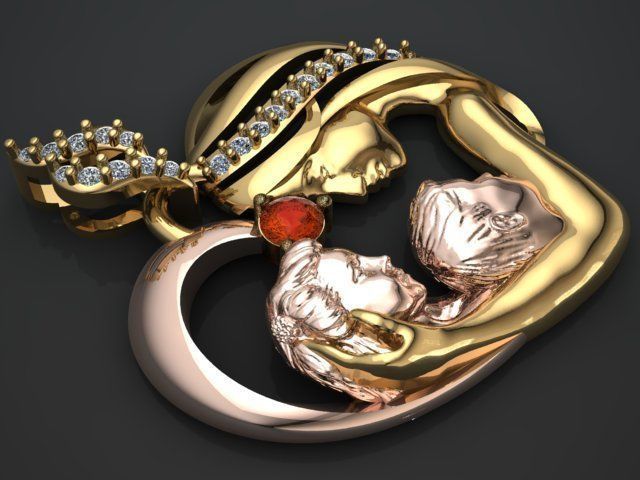 mother pendant 3D print model_24