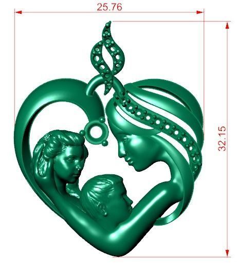 mother pendant 3D print model_9