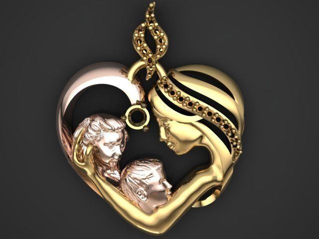 mother pendant 3D print model_4