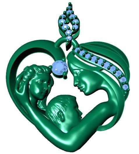 mother pendant 3D print model_14