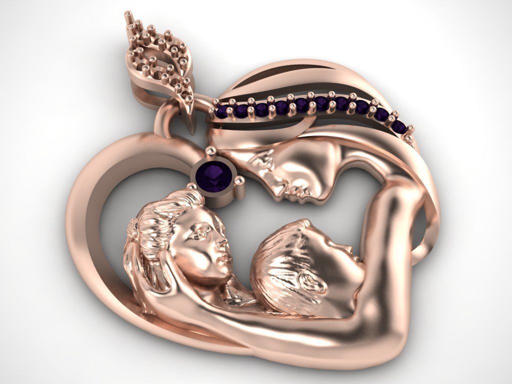 mother pendant 3D print model_2