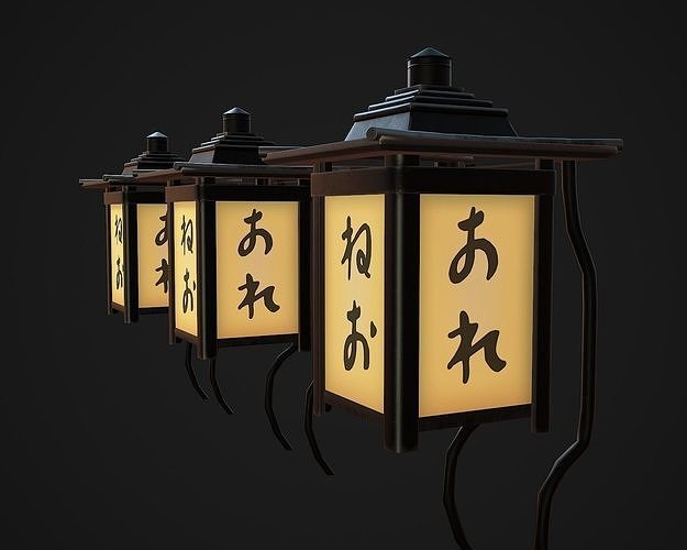 japanese wall lamp    low poly game assets 1434 tris Low-poly 3D model