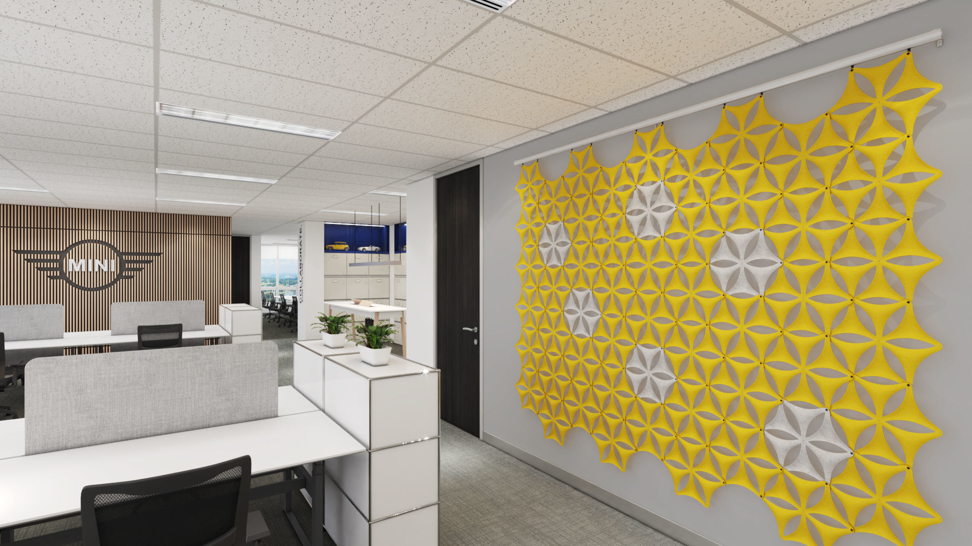 Airflake wall in office with geometric patterns 3D model_12