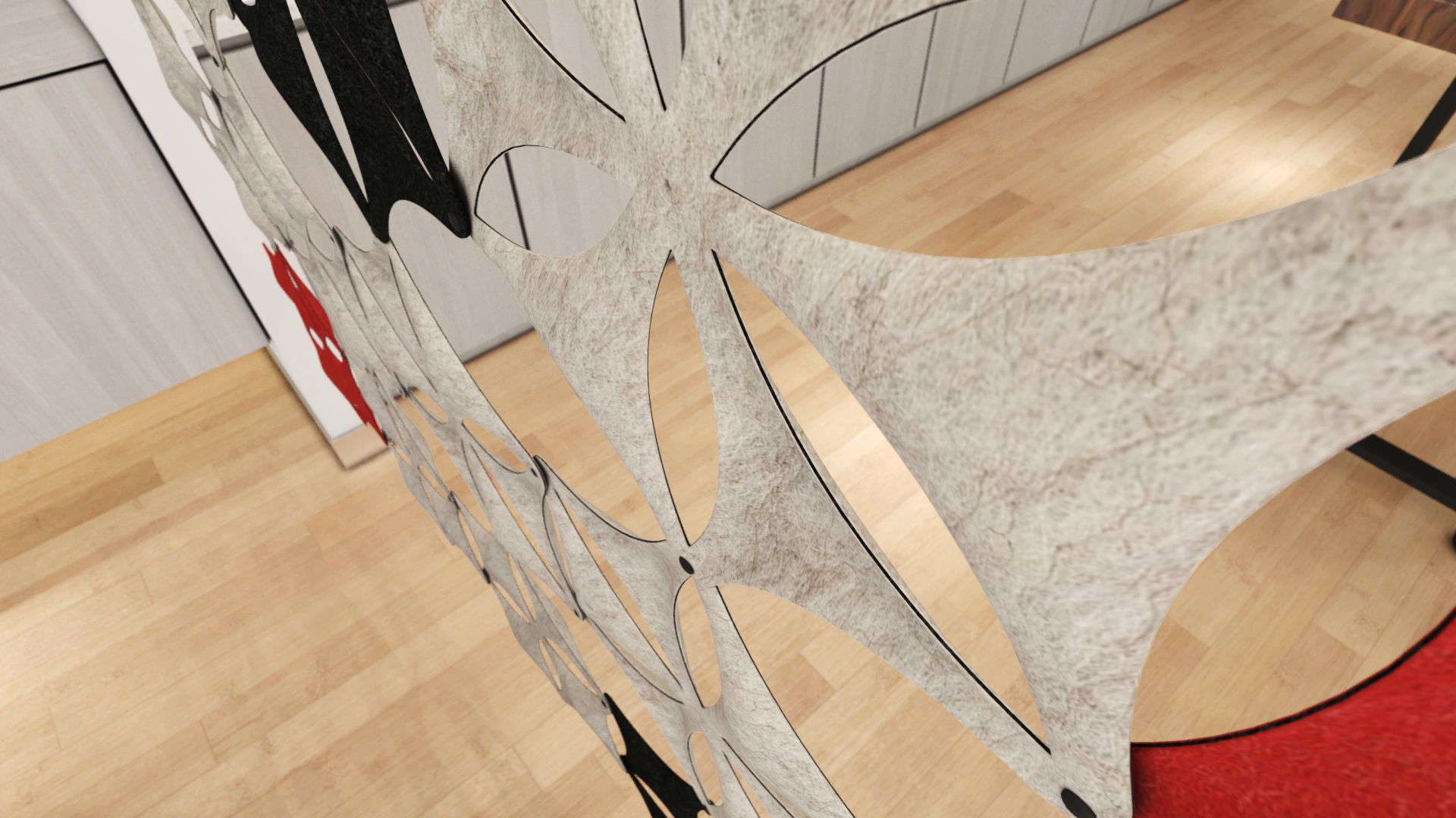 Airflake wall in office with geometric patterns 3D model_9