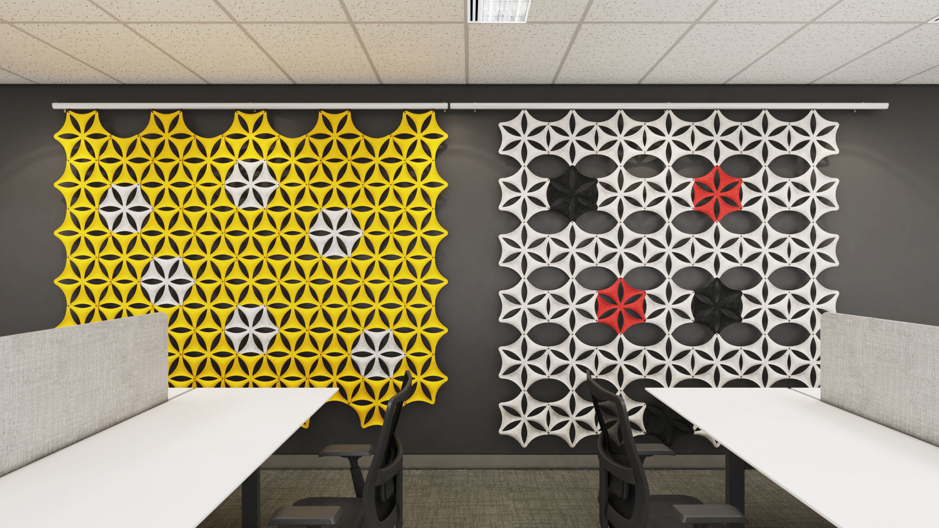 Airflake wall in office with geometric patterns 3D model_10
