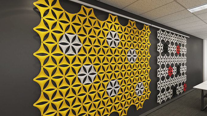 Airflake wall in office with geometric patterns 3D model