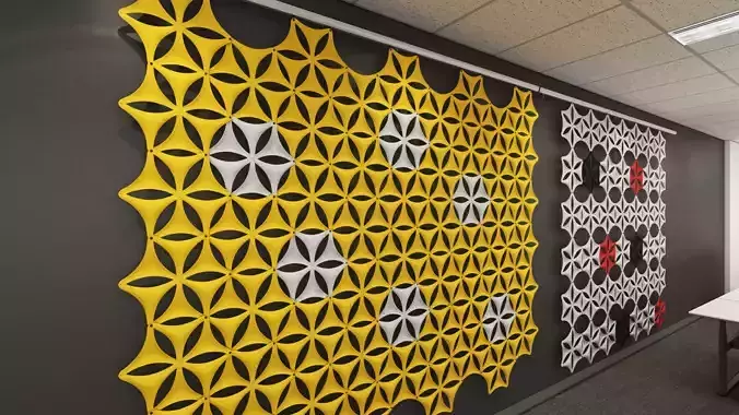 Airflake wall in office with geometric patterns 3D model