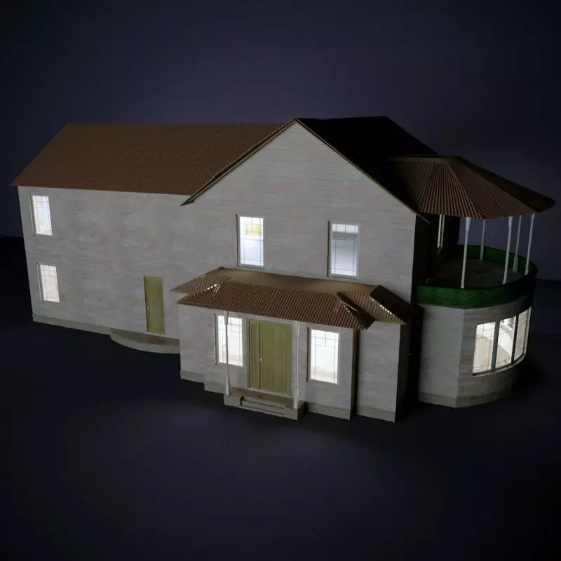 Wooden country villa Free low-poly 3D model