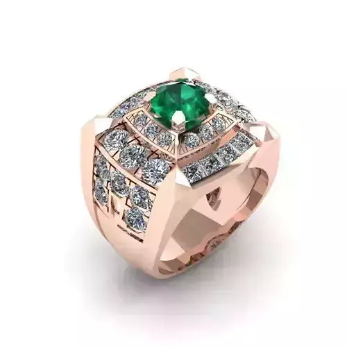 3d-model ring emerald and diamond