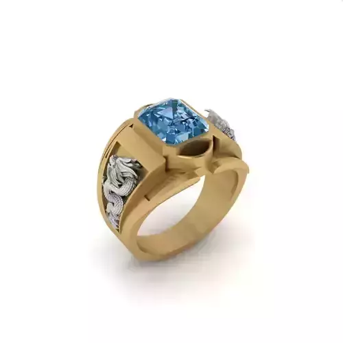 3d-model ring two rings with sapphire stones