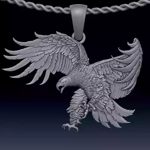 Eagle pendant Sculpture jewelry gold necklace