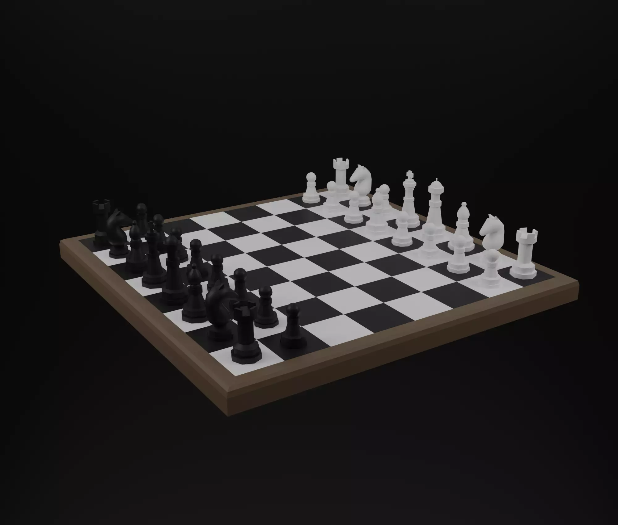 Chessboard chess board Low-poly 3D model_0