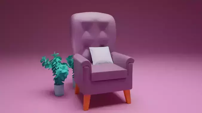 Cozy armchair with pillow