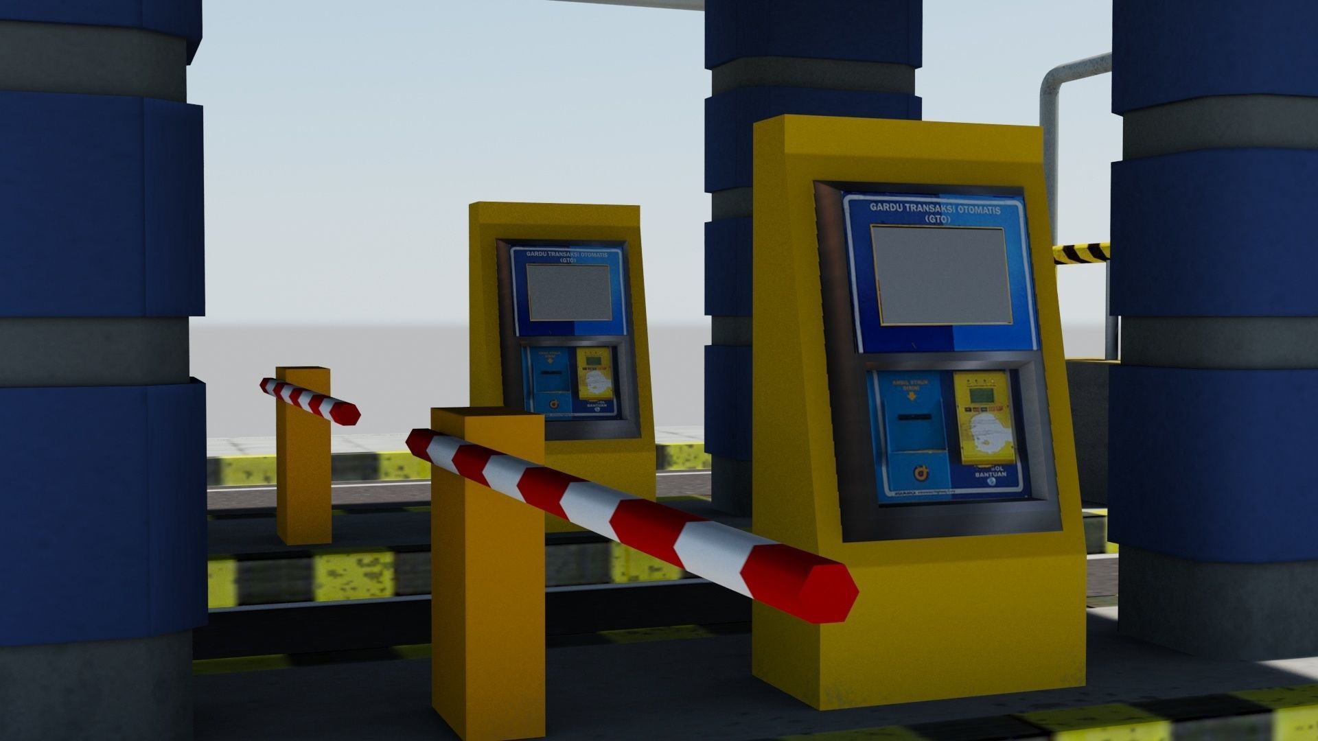 Highway Toll Gate Low-poly 3D model_3